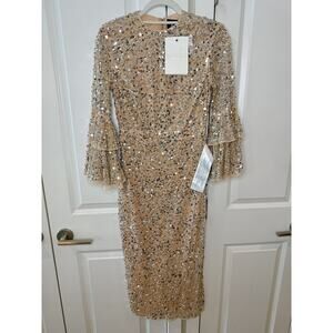 MAC DUGGAL -NWT- Beaded Tiered Cuff Sleeve Dress | 4